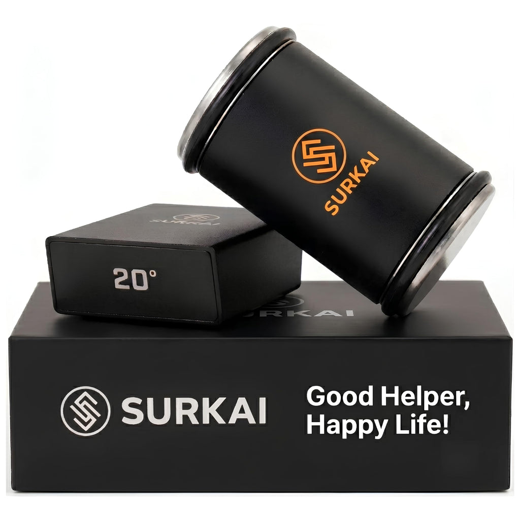 SURKAI Rolling Knife Sharpener, Diamond & Ceramic Discs offer 15° & 20° Magnetic Angle Guides, Fast Sharpening for any Hardness, Kitchen Knives Sharpning Kit, Razor-Sharp Edge, Leather Strop, (Wood)