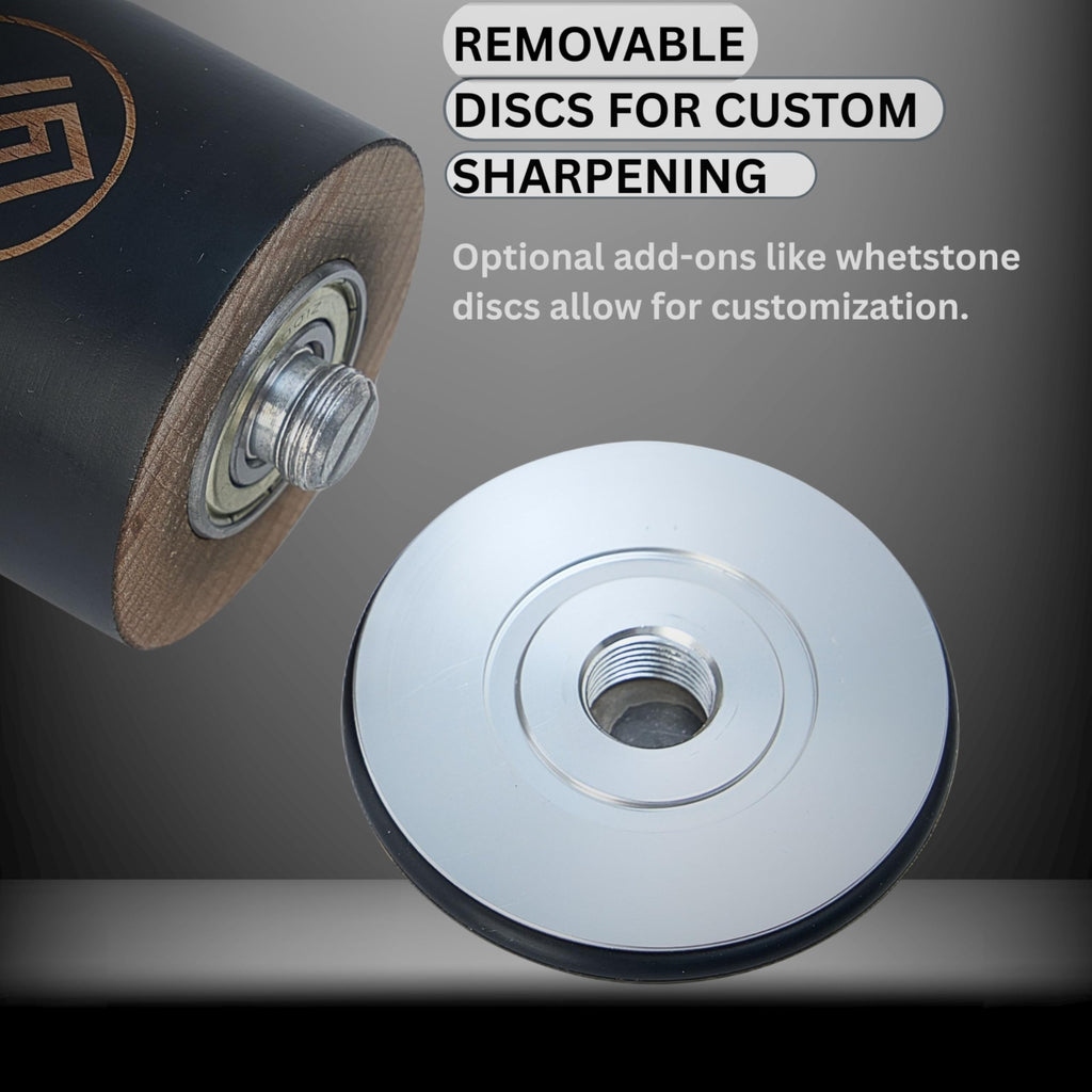 SURKAI Rolling Knife Sharpener, Diamond & Ceramic Discs offer 15° & 20° Magnetic Angle Guides, Fast Sharpening for any Hardness, Kitchen Knives Sharpning Kit, Razor-Sharp Edge, Leather Strop, (Wood)
